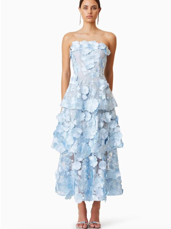 Elliatt Dresses & Skirts - NWOT Elliatt Selene Maxi Tiered 3D Dress in Blue XS